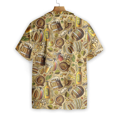 Beer Fest Seamless On Beige Skin Pattern Hawaiian Shirt, Hawaiian Shirt Gift, Christmas Gift