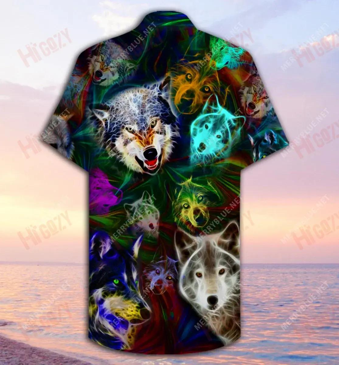 Brave Wolves Unisex Short Sleeve Shirt Ocean Hawaiian T Shirts Custom Hawaiian Shirts Hawaiian Shirt Pattern, Hawaiian Shirt Gift, Christmas Gift
