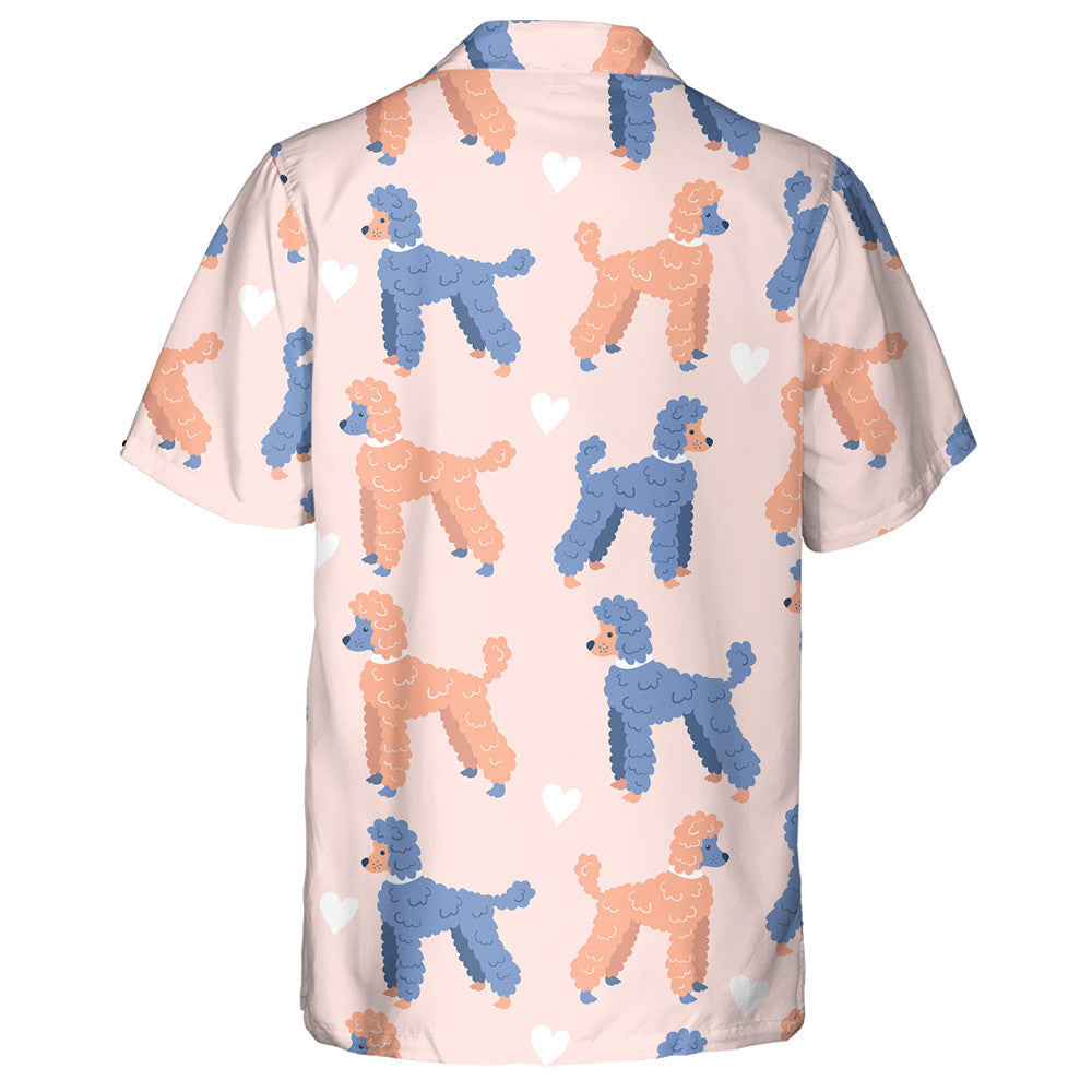 Lovely Cute Poodle Dogs Hand Drawn Pets Hawaiian Shirt, Hawaiian Shirt Gift, Christmas Gift