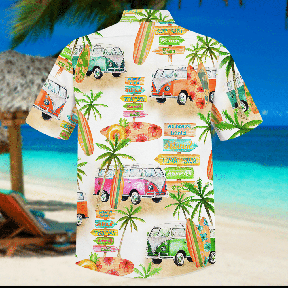 Camper Van And Beach Design Hawaiian Shirt, Hawaiian Shirt Gift, Christmas Gift