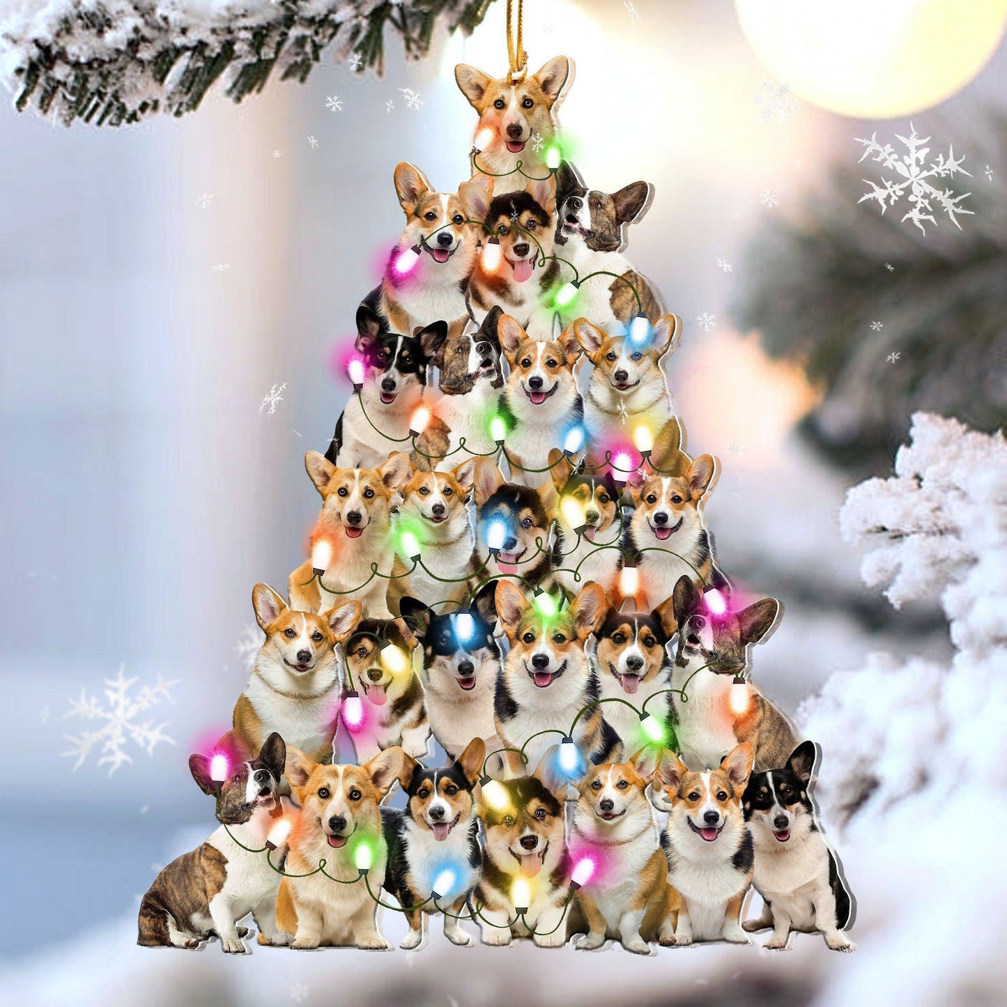 Corgi Lovely Tree Christmas 2 sides Ornament, Christmas Ornament, Christmas Gift, Christmas Decoration
