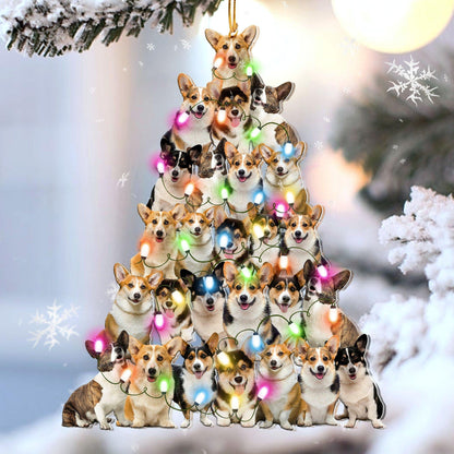 Corgi Lovely Tree Christmas 2 sides Ornament, Christmas Ornament, Christmas Gift, Christmas Decoration