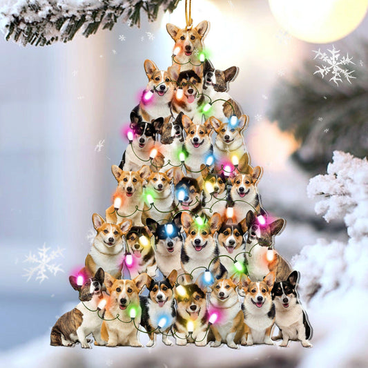Corgi Lovely Tree Christmas 2 sides Ornament, Christmas Ornament, Christmas Gift, Christmas Decoration
