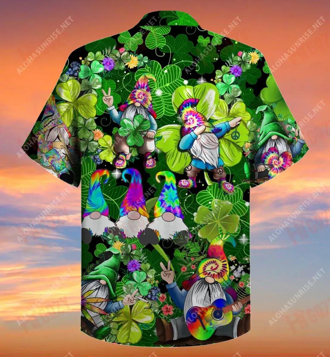 Shamrock Gnome Hippie Unisex Short Hawaiian Shirt Summer Hawaiian T Shirts Tactical Hawaiian Shirt Hawaiian Shirts For Men, Hawaiian Shirt Gift, Christmas Gift