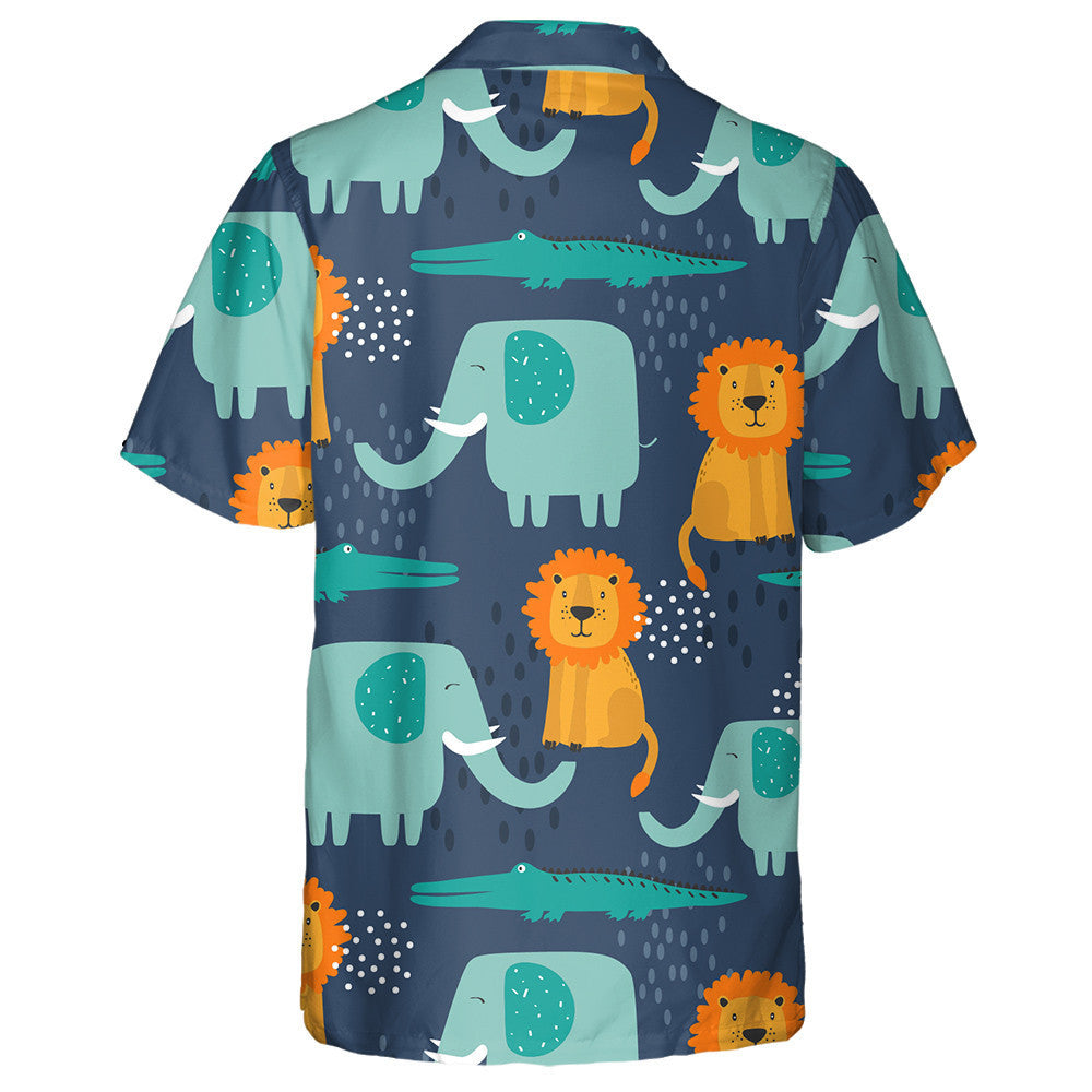 Happy Elephants Crocodiles And Cute Lions Hawaiian Shirt, Hawaiian For Gift