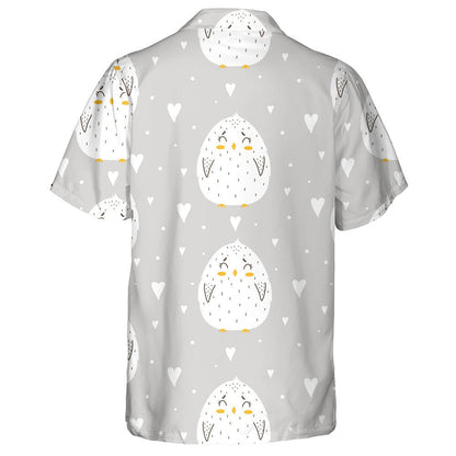 Small Heart And Cute Chicken Of White Color Hawaiian Shirt, Hawaiian Shirt Gift, Christmas Gift