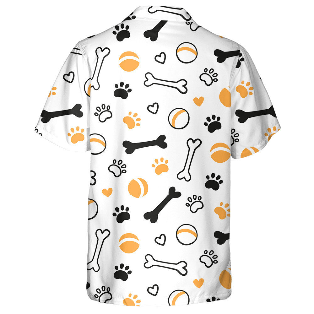 Dog With Bones Paw Prints Balls And Hearts Hawaiian Shirt, Hawaiian Shirt Gift, Christmas Gift