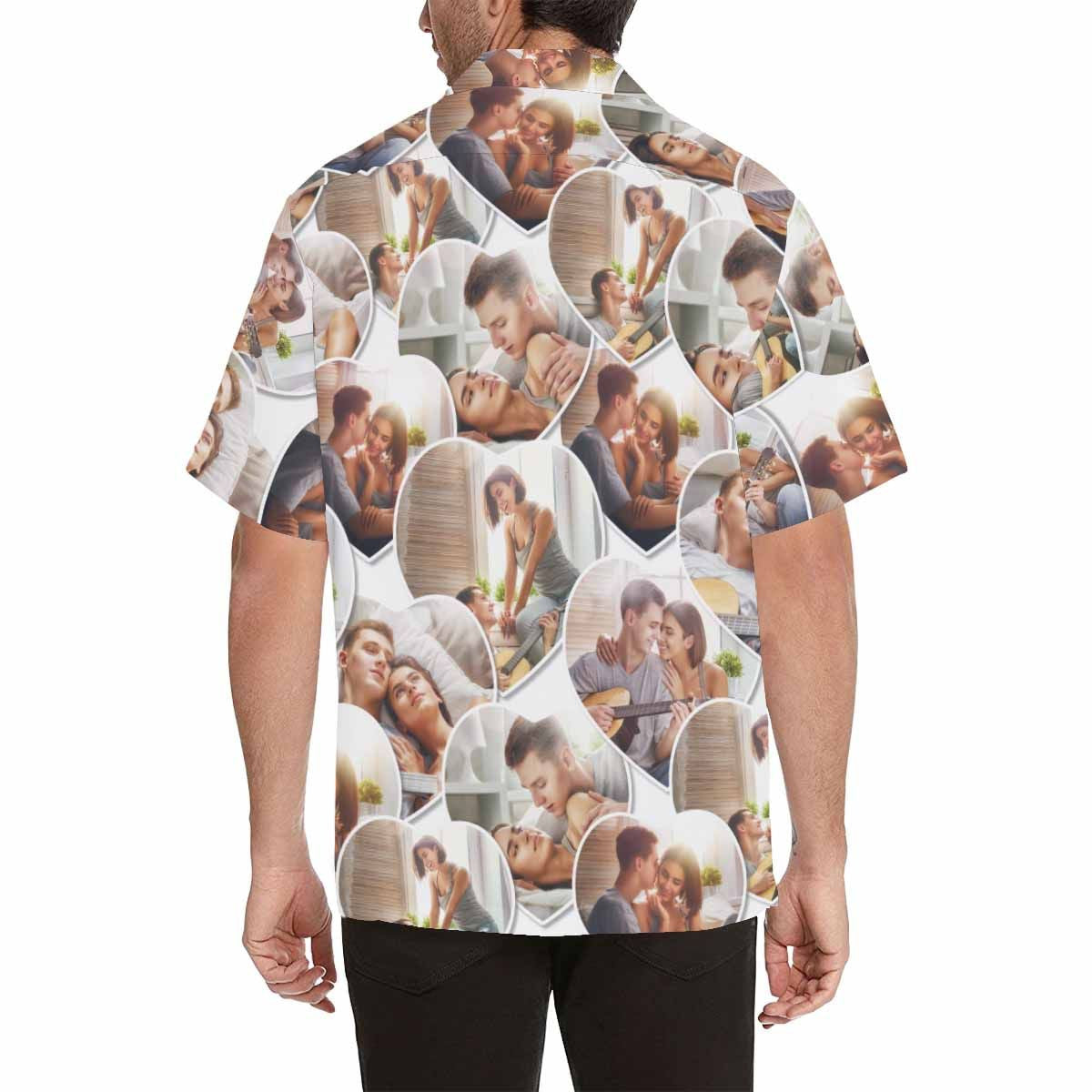 Custom Photo Seamless Heart Men's All Over Print Hawaiian Shirt, Hawaiian Shirt Gift, Christmas Gift