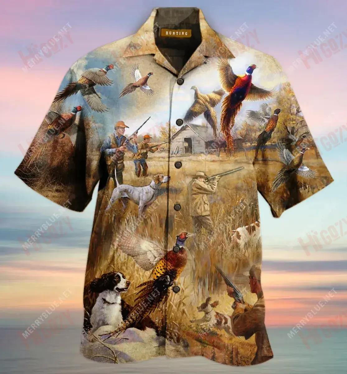 Pheasant Hunting Unisex Hawaiian Shirt Summer Short Sleeve Tactical Hawaiian Shirt Hawaiian Shirts For Men, Hawaiian Shirt Gift, Christmas Gift