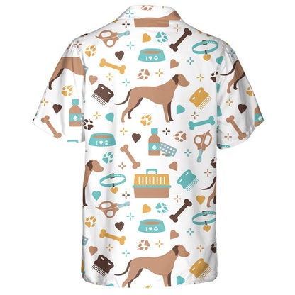Hand Drawn Baby Dog And Medicines Animal Background Hawaiian Shirt, Hawaiian Shirt Gift, Christmas Gift