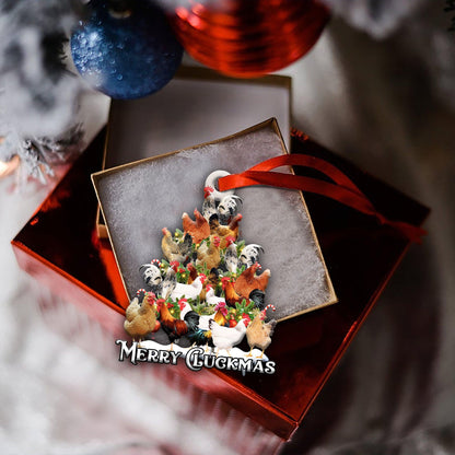 Chicken Merry Cluckmas Shape Ornament, Happy Christmas Ornament, Christmas Gift, Christmas Decoration