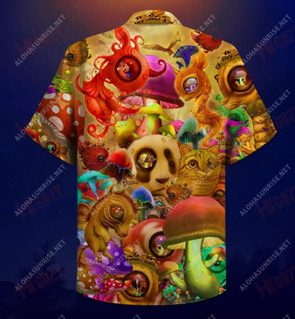 Mushrooms Dream Illusion Short Hawaiian Shirt Summer Short Sleeve Hawaiian Crazy Shirts Funny Hawaiian Shirts, Hawaiian Shirt Gift, Christmas Gift