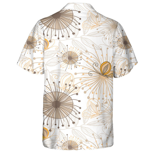 Hand Drawn Retro Style With Butterfly And Flowers Hawaiian Shirt, Hawaiian Shirt Gift, Christmas Gift