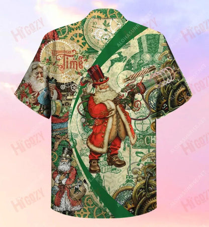Steampunk Santa Clause Short Hawaiian Shirt Summer Tropical Shirts Vintage Hawaiian Shirts Funny Hawaiian Shirts, Hawaiian Shirt Gift, Christmas Gift