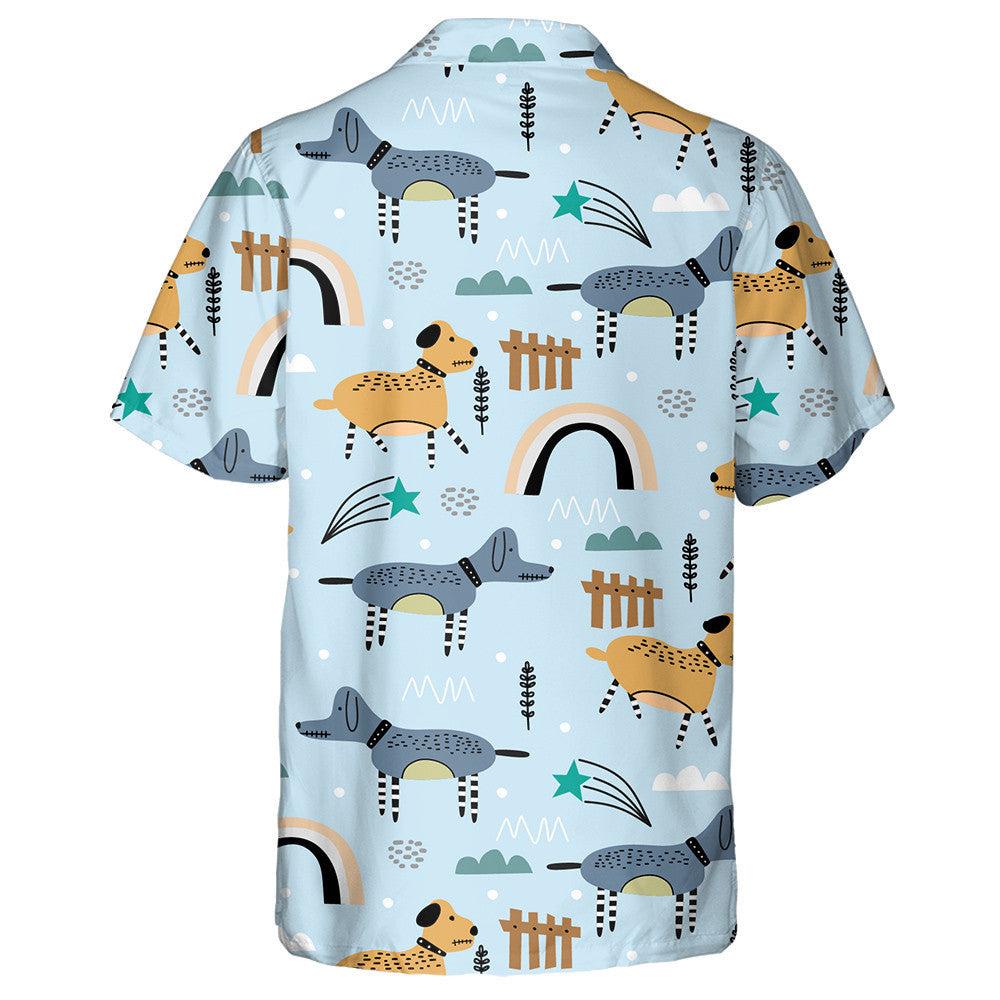 Hand Drawn Baby Grey Dog Scandinavian Cute Animal Hawaiian Shirt, Hawaiian Shirt Gift, Christmas Gift