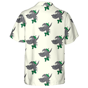 Wolf Abstract In Green Hat On A Light Background Hawaiian Shirt, Hawaiian Shirt Gift, Christmas Gift