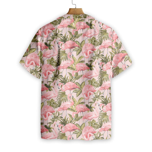 Tropical Leaves And Flamingo Pattern Hawaiian Shirt, Hawaiian Shirt Gift, Christmas Gift