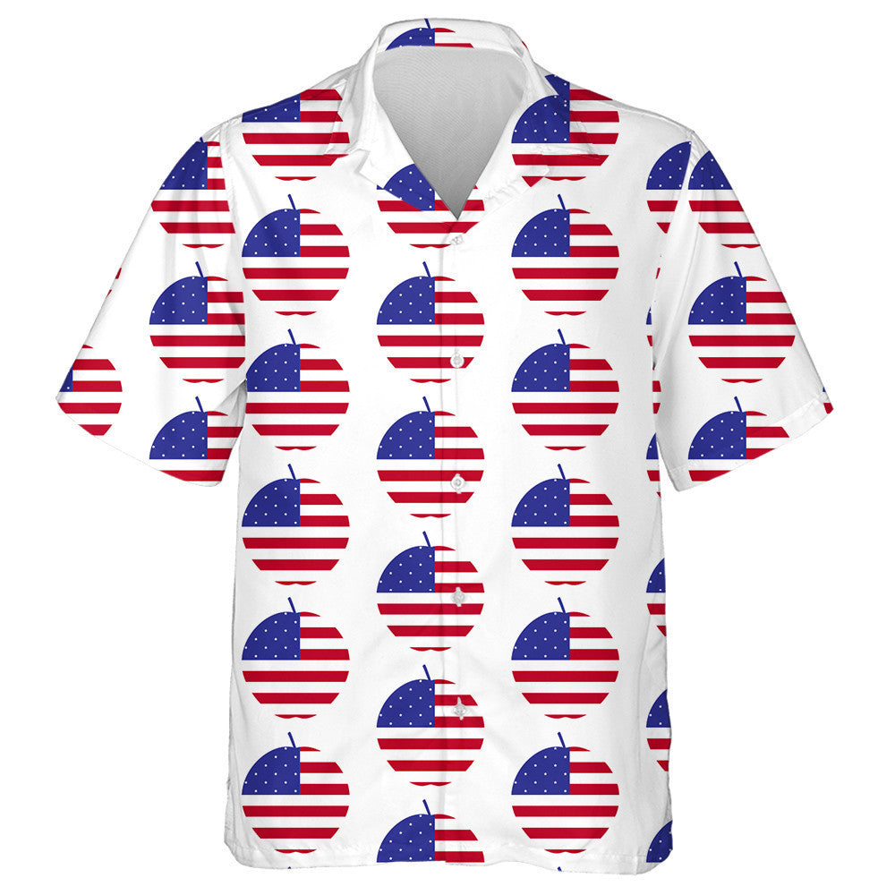 American Flag In The Shape Of Big Apple Pattern Hawaiian Shirt, Hawaiian Shirt Gift, Christmas Gift