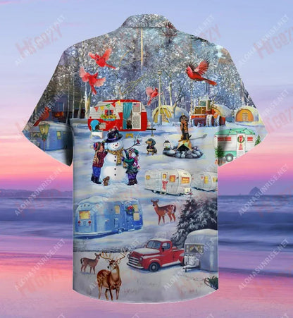 Camping Before Christmas Short Short Sleeve Shirt Summer Hawaiian T Shirts Tactical Hawaiian Shirt Hawaiian Shirts For Women, Hawaiian Shirt Gift, Christmas Gift