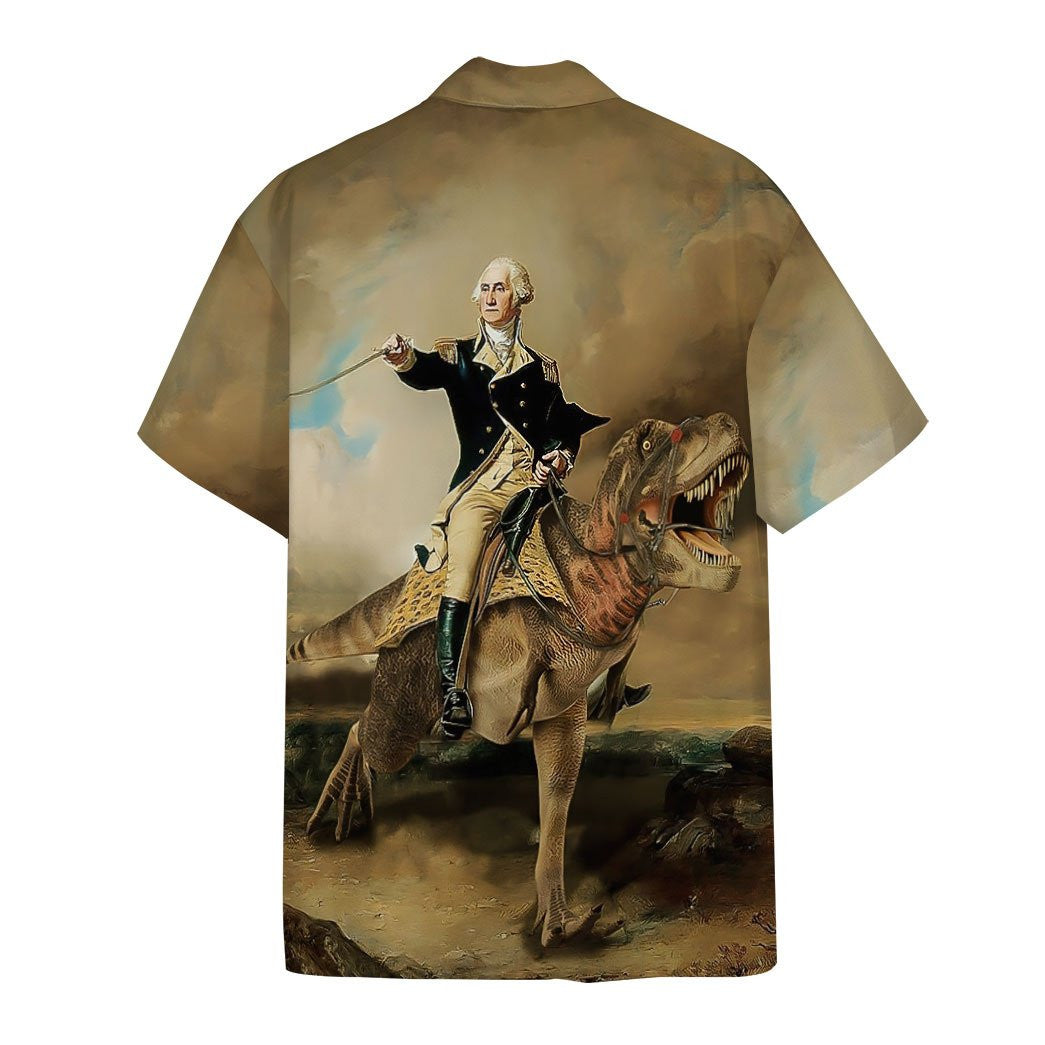 Washington Dinosaur Hunting And Running Pattern Hawaiian Shirt, Hwaiian For Gift