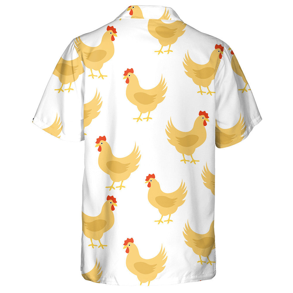 Beautiful Chicken With Red Crest On White Backgroud Hawaiian Shirt, Hawaiian Shirt Gift, Christmas Gift