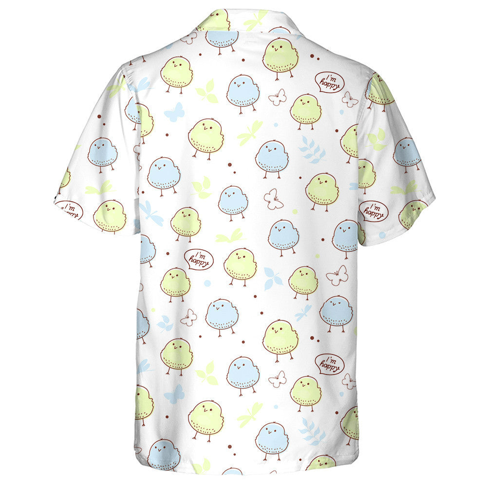 Blue And Green Hatched Chicken With Dragonfly Butterfly Hawaiian Shirt, Hawaiian Shirt Gift, Christmas Gift
