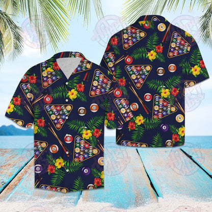 Pool Billiard Beautiful Flower Hawaiian Shirt Midnight Blue Theme, Hawaiian Shirt Gift, Christmas Gift