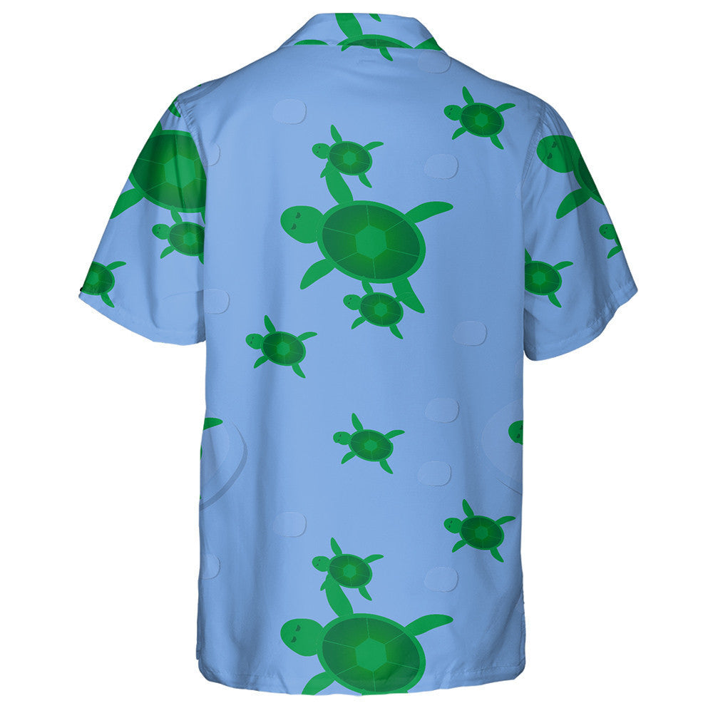 Green Turtle And Baby On Blue Sea Cartoon Hawaiian Shirt, Hawaiian Shirt Gift, Christmas Gift