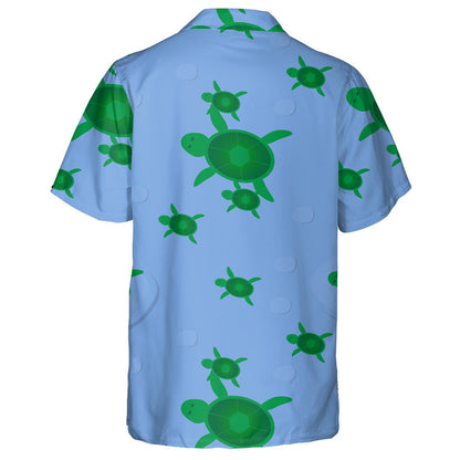 Green Turtle And Baby On Blue Sea Cartoon Hawaiian Shirt, Hawaiian Shirt Gift, Christmas Gift