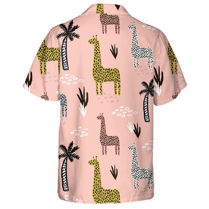 Hand Painting Color Dot Giraffe On Pink Background Hawaiian Shirt, Hawaiian Shirt Gift, Christmas Gift