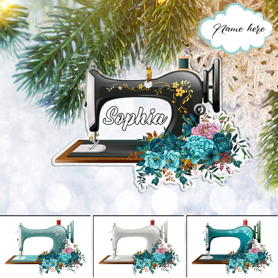 Custom Sewing Machine Flat 2D Ornament, Sewing Lover Personalized, Christmas Tree Ornament, Home Decor Plastic Ornament, Christmas Gift, Christmas Decoration