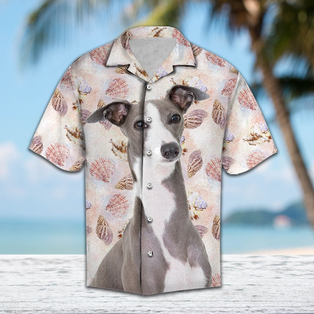Summer Beach Seashells And Cute Italian Greyhound Hawaiian Shirt, Hawaiian Shirt Gift, Christmas Gift