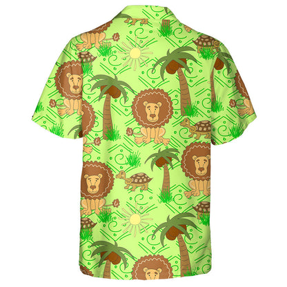 Funny Turtle Lion Palm Tree Sun And Grass Hawaiian Shirt, Hawaiian Shirt Gift, Christmas Gift