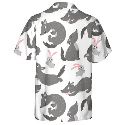 Hand Drawn Flat Funny Wolf In Different Poses Hawaiian Shirt, Hawaiian Shirt Gift, Christmas Gift