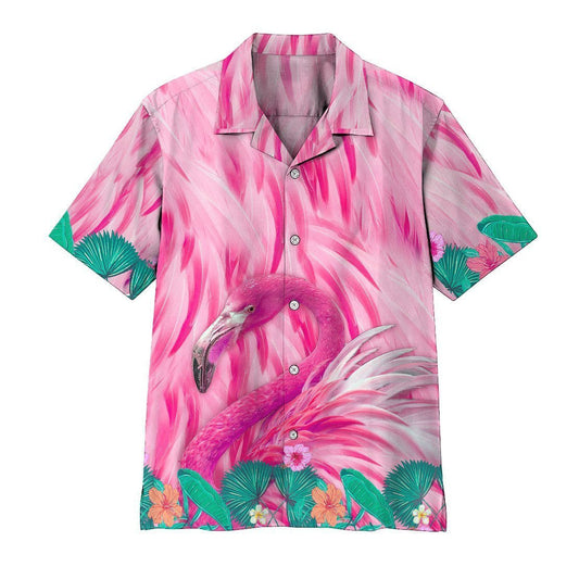 Cute Pink Flamingo Crazy Ornamental Hawaiian Shirt,Hawaiian Shirt Gift, Christmas Gift