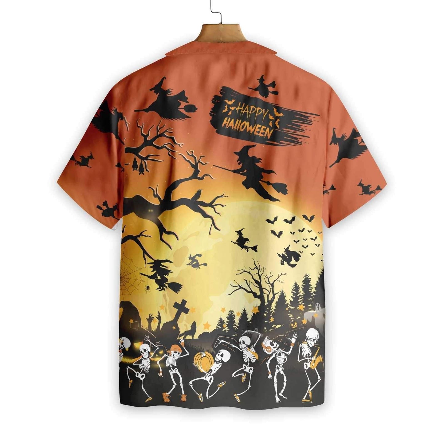 Dancing Skeletons On Halloween Dramatic Hawaiian Shirt,Hawaiian Shirt Gift, Christmas Gift