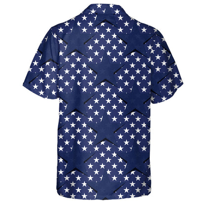Dark Blue Stars On The American Flag Theme Hawaiian Shirt, Hawaiian Shirt Gift, Christmas Gift