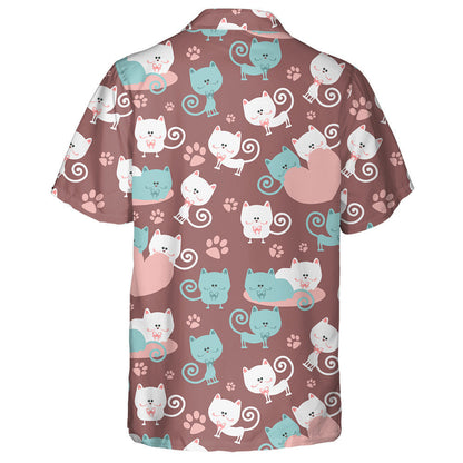 Them Happy Day Cats In Love Cute Background Hawaiian Shirt, Hawaiian Shirt Gift, Christmas Gift