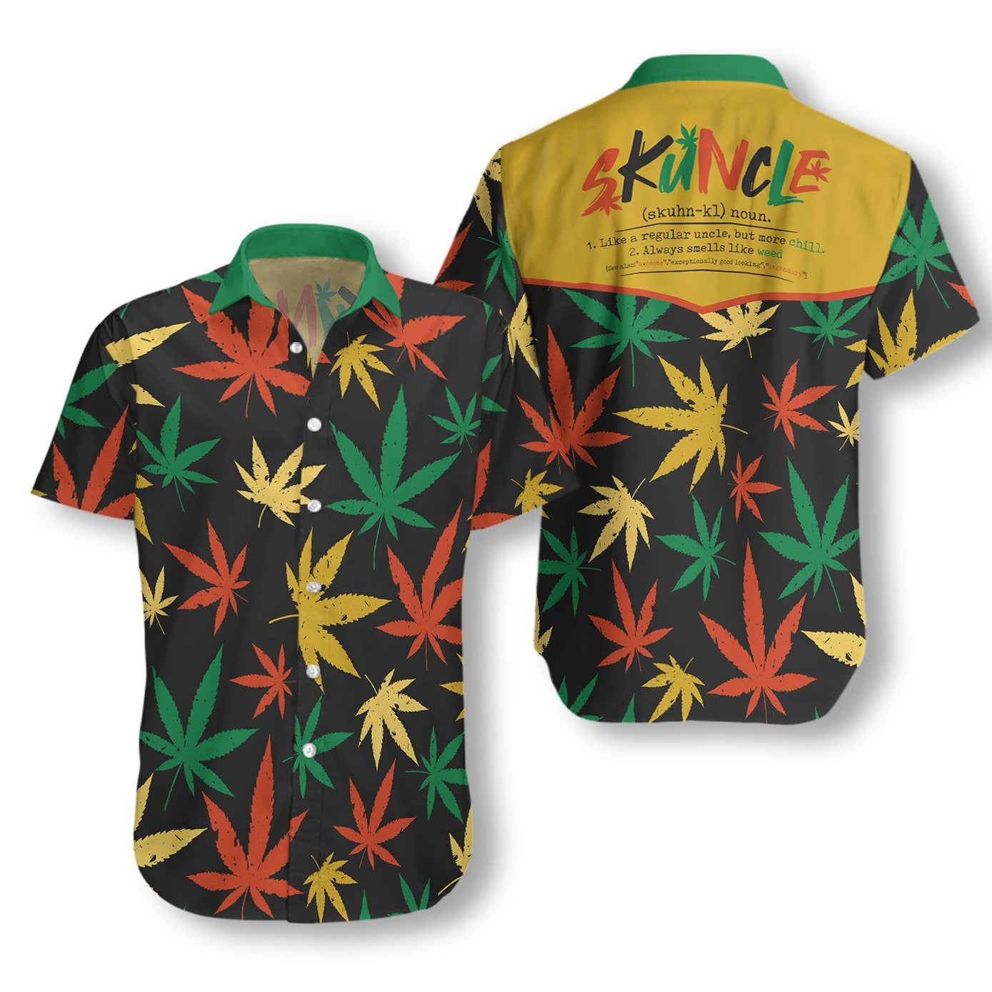 Colorful Skuncle On Dark Pattern Hawaiian Shirt, Hawaiian Shirt Gift, Christmas Gift