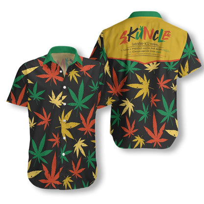 Colorful Skuncle On Dark Pattern Hawaiian Shirt, Hawaiian Shirt Gift, Christmas Gift