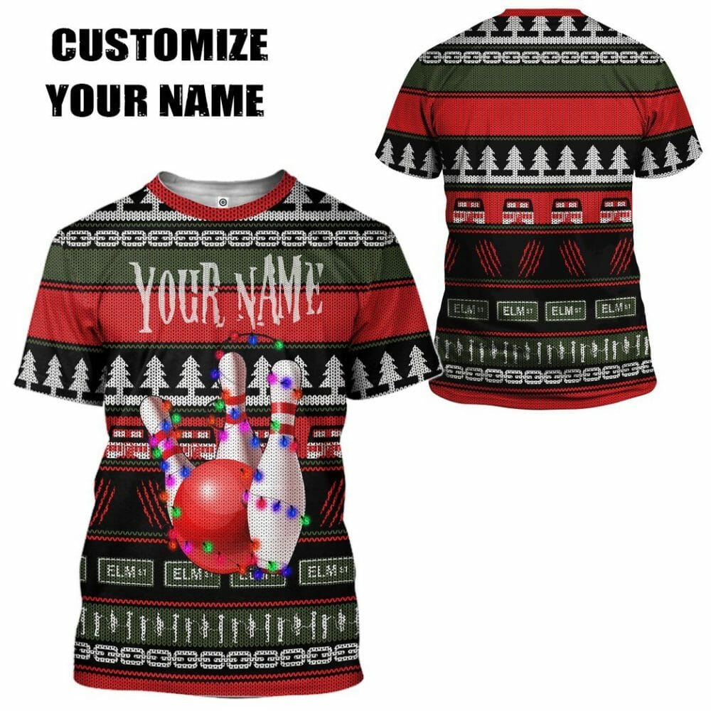 3D Custom Bowling Hässliche Weihnachten T-Shirt Hoodie Bekleidung