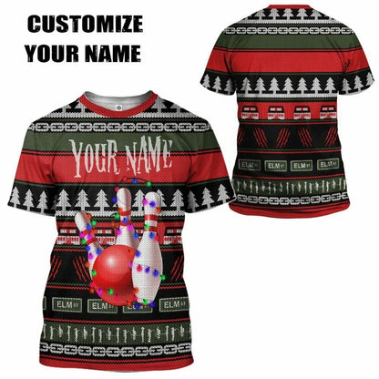 3D Custom Bowling Hässliche Weihnachten T-Shirt Hoodie Bekleidung