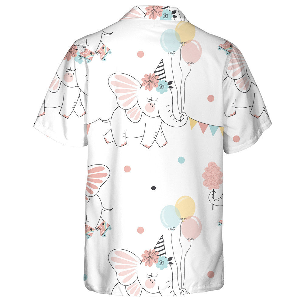 Fairy Elephant Roller Skating With Balloons And Flats Hawaiian Shirt, Hawaiian Shirt Gift, Christmas Gift