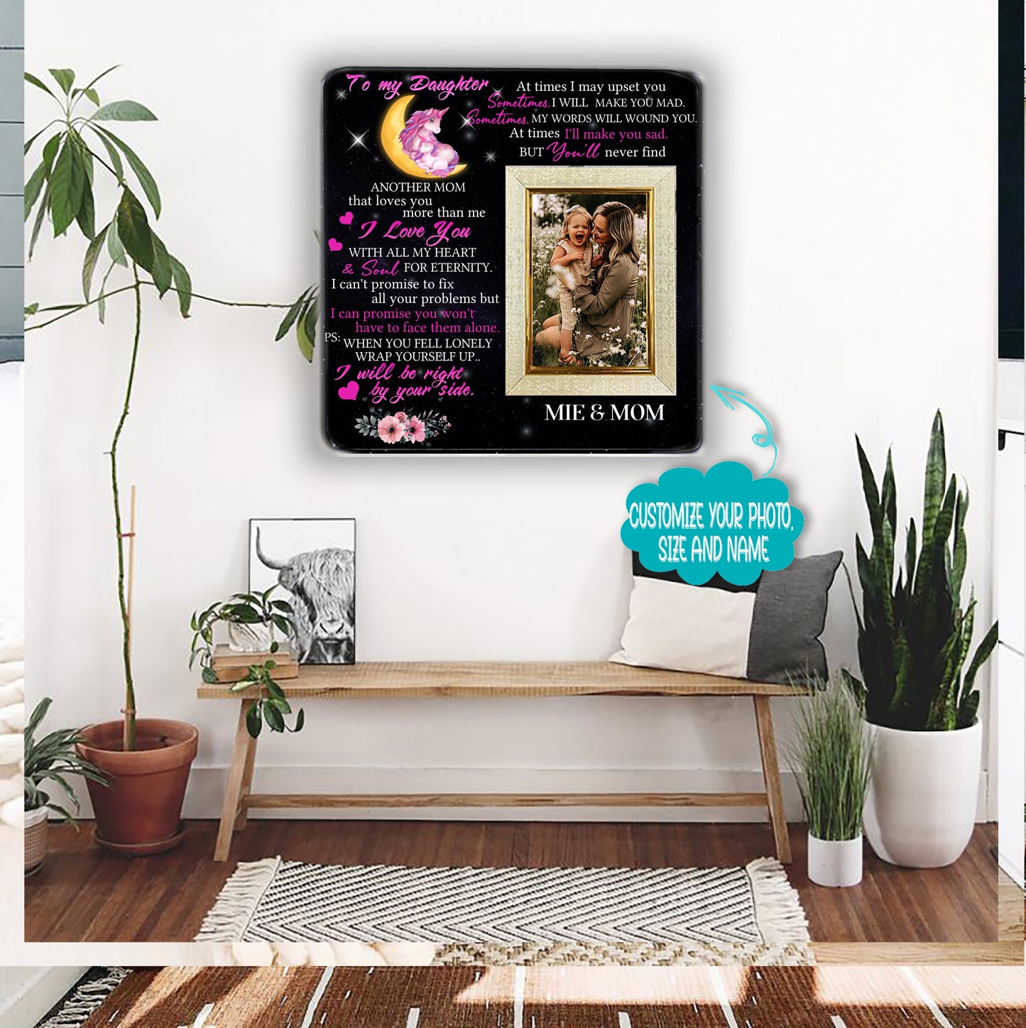 To my daughter at times i may upset you Mother & Daughter Engraved Wood Picture Frame Gift For Mother's Day