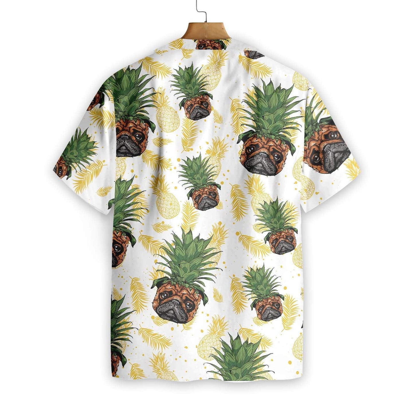 Pug Pineapple Head Funny Design White Background Hawaiian Shirt, Hawaiian Shirt Gift, Christmas Gift