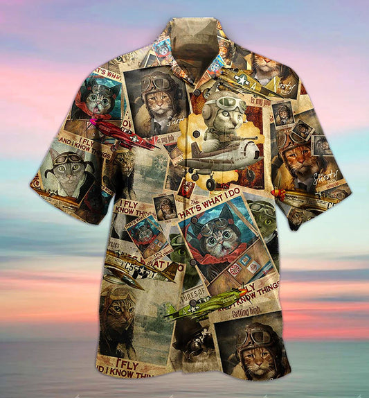 Cute Cats Amazing Pilot Cat What I Do Hawaiian Shirt, Hawaiian Shirt Gift, Christmas Gift