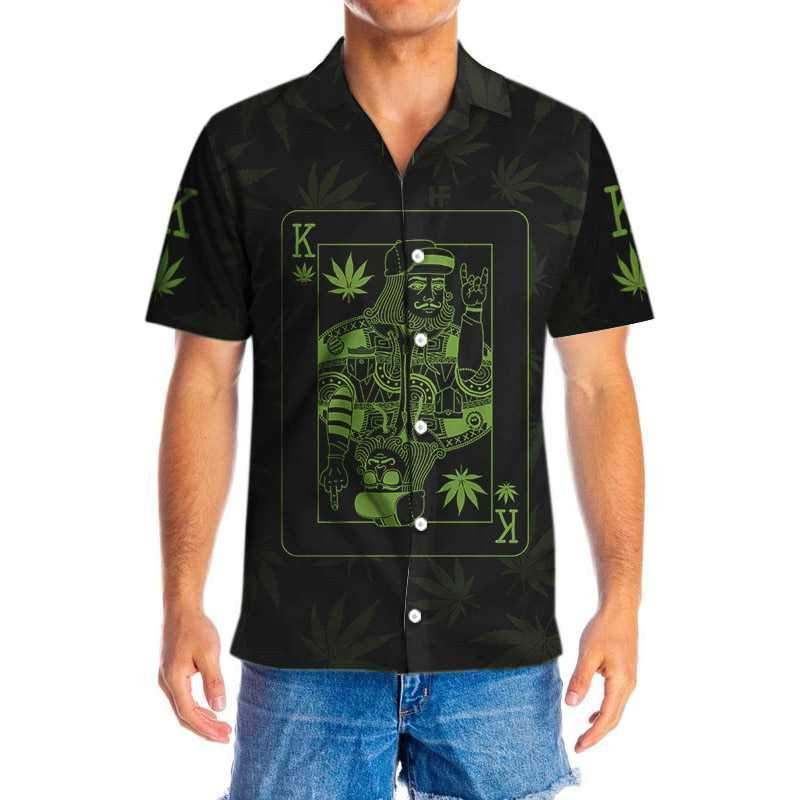 Dope Marijuana King Card Design Hawaiian Shirt,Hawaiian Shirt Gift, Christmas Gift
