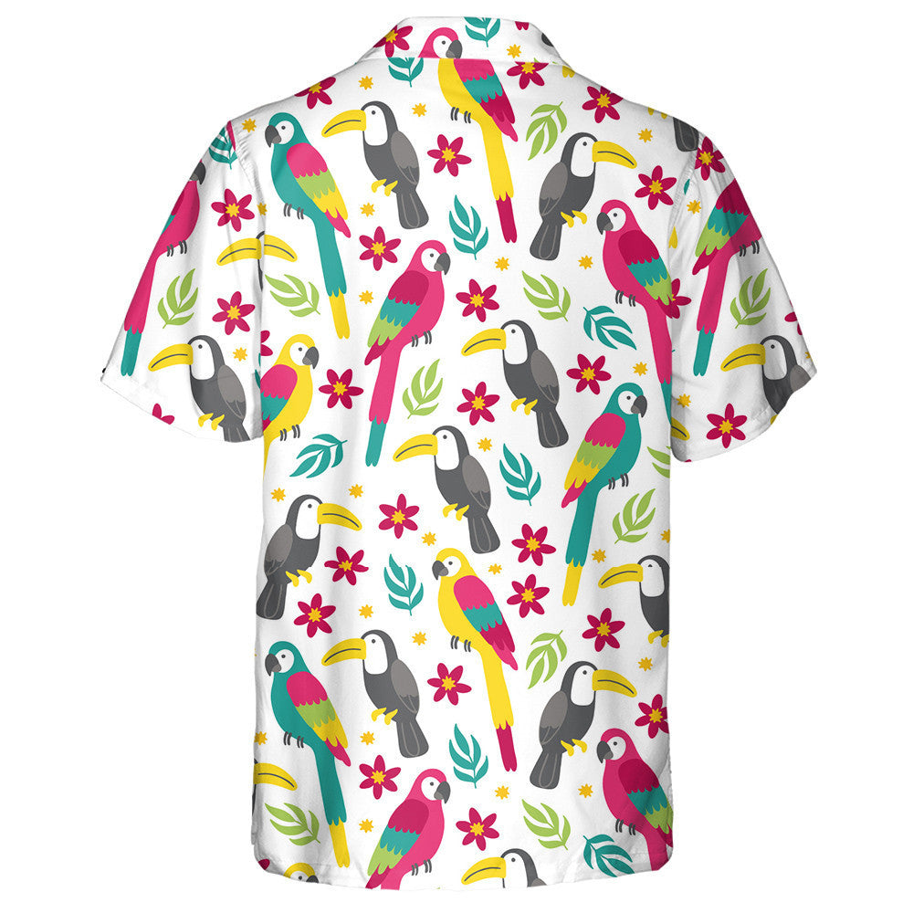 Bird Plumeria Macaw Toucan Tropical Leaves And Flowers Hawaiian Shirt, Hawaiian Shirt Gift, Christmas Gift