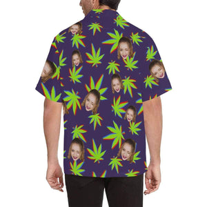 Custom Face Grass Men's All Over Print Hawaiian Shirt, Hawaiian Shirt Gift, Christmas Gift