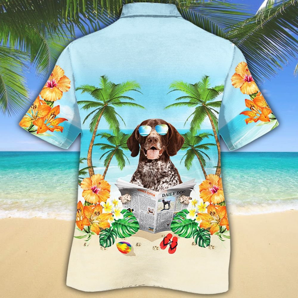 German Shorthaired Pointer Dog On Beach Happy Summer Hawaiian Shirt, Hawaiian Shirt Gift, Christmas Gift